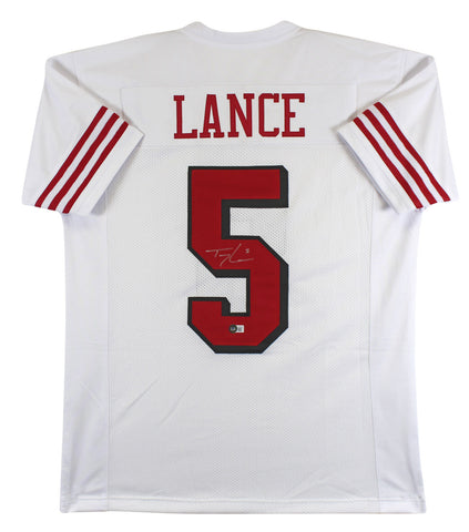 Trey Lance Authentic Signed White Dropshadow Pro Style Jersey BAS Witnessed