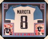 Marcus Mariota Signed Titans 35x43 Custom Framed Jersey / JSA COA & Mariota Holo