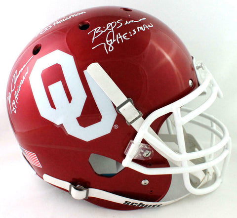 White Owens Sims Signed OU F/S Schutt Authentic Helmet w/Insc - Beckett W Auth