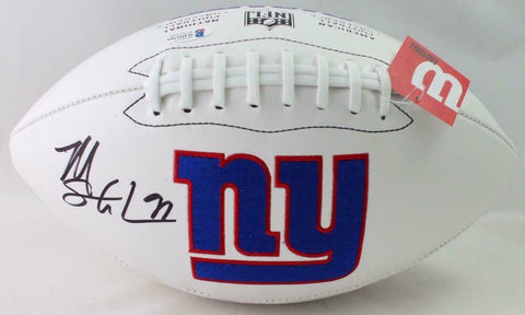 Michael Strahan Autographed New York Giants Logo Football - Beckett W Auth *Simp