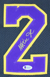 Magic Johnson Signed Los Angeles Lakers Black Jersey (Beckett COA) 5xNBA Champ