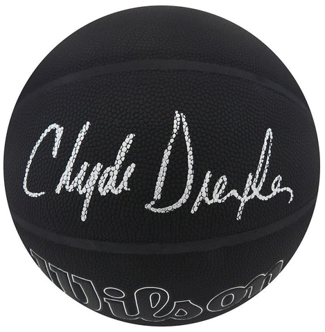 Clyde Drexler Signed Wilson I/O Black 75th Anniversary Logo NBA Basketball - SS