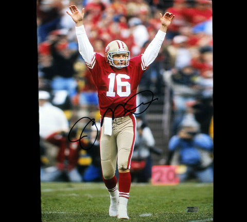 Joe Montana Signed San Francisco 49ers Unframed16x20 NFL Photo - Red Jersey Arms