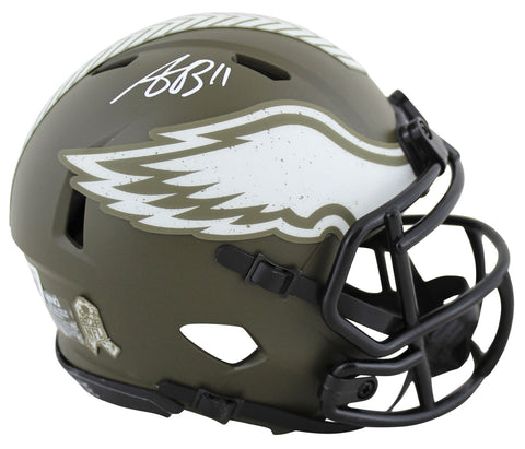 Eagles A.J. Brown Authentic Signed Salute To Service Speed Mini Helmet BAS Wit