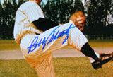 Bobby Shantz Autographed New York Yankees 8x10 Pitching Photo- JSA *Blue