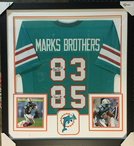 Mark Duper & Mark Clayton Signed Miami Dolphins 36"x39" Framed Jersey (JSA COA)