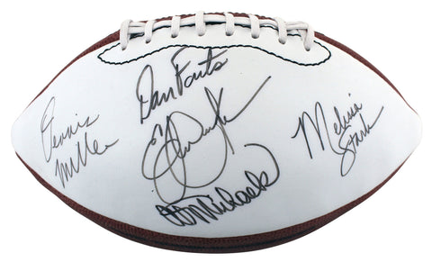 MNF (5) Michaels, Miller, Stark +2 Signed White Panel Nfl Football BAS #AA03941