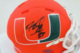 Jeremy Shockey Autographed Miami Hurricanes AMP Mini Helmet - JSA W Auth *White