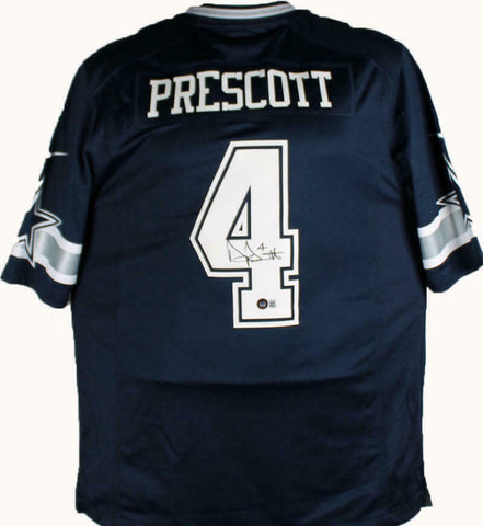 Dak Prescott Autographed Cowboys Blue Nike Game Jersey-Beckett W Hologram *Black