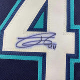 Framed Autographed/Signed Julio Rodriguez 33x42 JRodShow Blue Jersey JSA COA