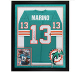 Dan Marino Signed Miami Dolphins LED Framed Mitchell & Ness Teal NFL Jersey