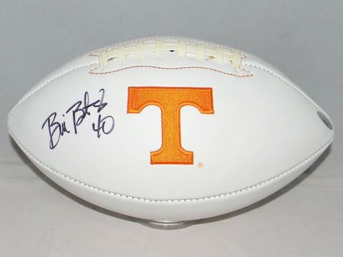 BILL BATES AUTOGRAPHED SIGNED TENNESSEE VOLUNTEERS WHITE LOGO FOOTBALL TRISTAR
