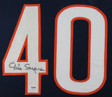 GALE SAYERS (Chicago Bears navy TOWER) Signed Autographed Framed Jersey JSA