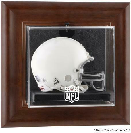 NFL Shield Brown Framed Wall-Mountable Logo Mini Helmet Display Case - Fanatics