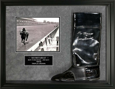 Ron Turcotte "Secretariat" Signed Autographed Boot Framed to 20x24 NEP