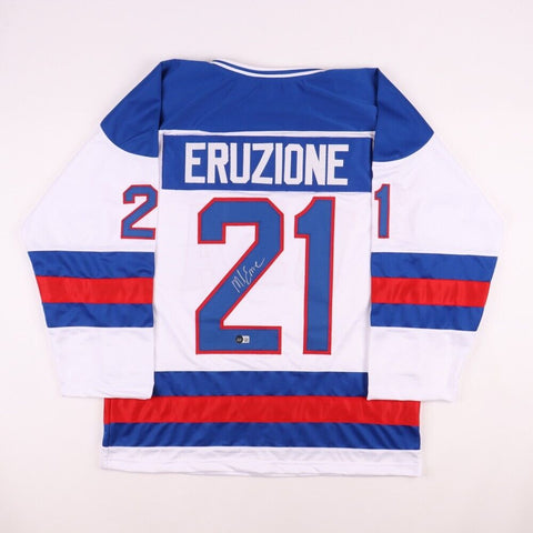 Mike Eruzione Signed Team USA Team Captains Jersey (Beckett) 1980 Miracle on Ice