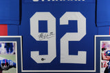 Michael Strahan Autographed Pro Style Framed Blue XL Jersey Beckett 36997