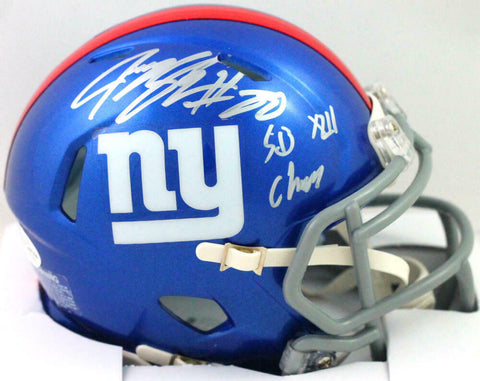 Jeremy Shockey Signed NY Giants Mini Helmet w/ SB Champs- Beckett Witness *S
