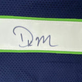 Autographed/Signed DK D.K. METCALF Seattle Blue Football Jersey JSA COA Auto #2