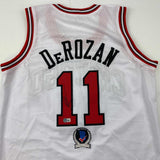 Autographed/Signed DeMar DeRozan Chicago White Basketball Jersey Beckett BAS COA