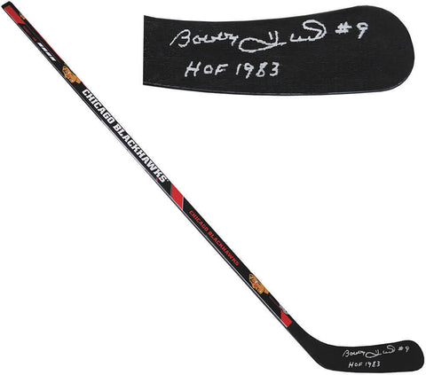 Bobby Hull Signed Blackhawks Franklin 48" F/S Hockey Stick w/HOF 1983 - (SS COA)