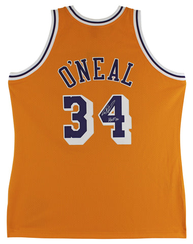 Shaquille O'Neal "HOF 16" Signed Yellow M&N 1996-97 HWC Authentic Jersey BAS Wit