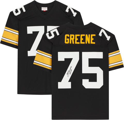 Joe Greene Steelers Signed Mitchell & Ness Black Rep Jersey w/"HOF 87" Insc