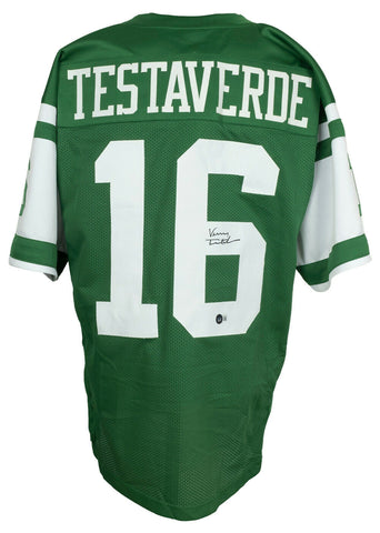 Vinny Testaverde Signed Custom Green Pro Style Football Jersey BAS ITP