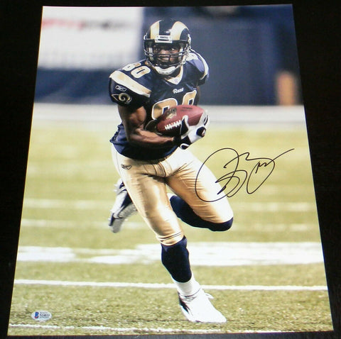 ISAAC BRUCE SIGNED AUTOGRAPHED ST LOUIS RAMS 16x20 PHOTO BECKETT