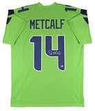 DK Metcalf Authentic Signed Neon Green Pro Style Jersey BAS Witnessed