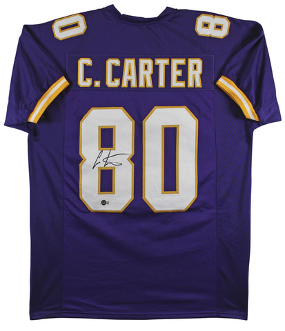 Cris Carter Authentic Signed Purple Pro Style Jersey Autographed BAS Witnessed