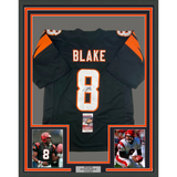 Framed Autographed/Signed Jeff Blake 33x42 Cincinnati Black Jersey JSA COA