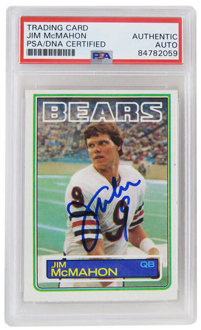 Jim McMahon Signed Bears 1983 Topps Rookie Football Card #33 (PSA Encapsulated)