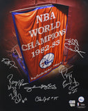 1983 Philadelphia 76ers Champions Signed 16x20 Photo 8 Sigs Erving FAN BAS 37280