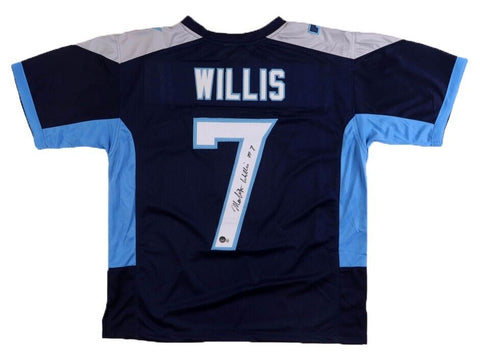 MALIK WILLIS AUTOGRAPHED SIGNED TENNESSEE TITANS #7 NAVY JERSEY BECKETT
