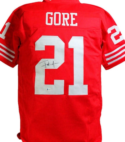 Frank Gore Autographed Red Pro Style Jersey -Beckett W Auth *Black
