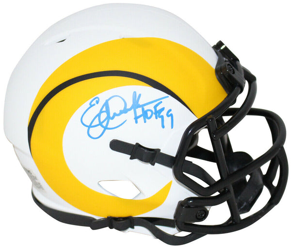 Eric Dickerson Autographed Los Angeles Rams Lunar Mini Helmet HOF BAS 30867