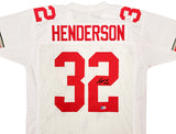 OHIO STATE TREVEYON HENDERSON AUTOGRAPHED SIGNED WHITE JERSEY BECKETT QR 206000