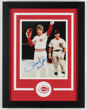 Pete Rose Signed Reds 14x18 Custom Framed Photo Display Inscribed "4256" JSA COA