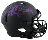 Ravens Ray Lewis Signed Eclipse Full Size Speed Rep Helmet w/ Purple Sig BAS Wit