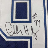 Framed Autographed/Signed Charles Haley 33x42 Dallas Blue Jersey JSA COA