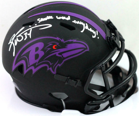 Ricky Williams Signed Ravens Eclipse Mini Helmet w/SWED- Beckett W Auth *White