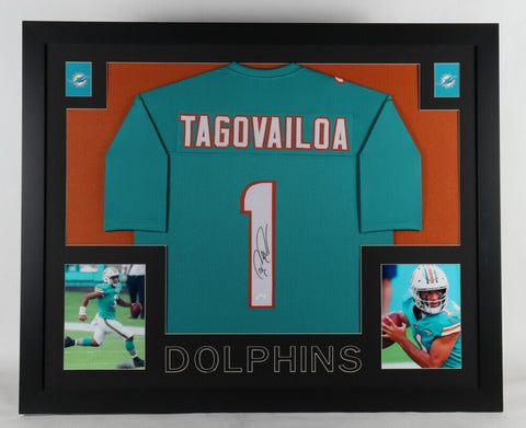 Tua Tagovailoa Signed Dolphins 43"x35" Framed Jersey (JSA) Miami #1 Quarterback