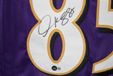 Derrick Mason Autographed/Signed Pro Style Purple XL Jersey Beckett 35521