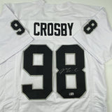 Autographed/Signed MAXX CROSBY Oakland Las Vegas White Football Jersey BAS COA