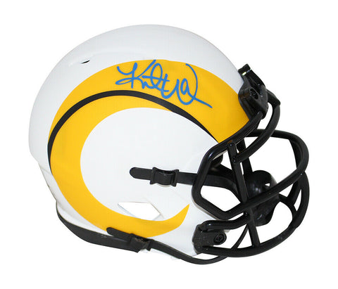Kurt Warner Autographed/Signed St Louis Rams Lunar Mini Helmet BAS 34238