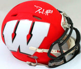 Derek Watt Signed Wisconsin Badgers AMP Speed Mini Helmet - JSA W Auth *White