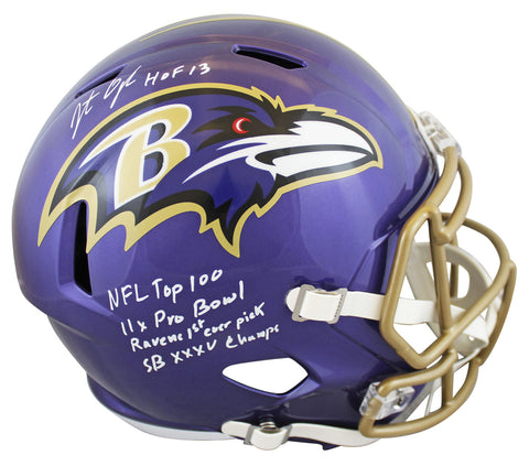 Ravens Jonathan Ogden "Stat" Signed Flash Full Size Speed Rep Helmet BAS Witness