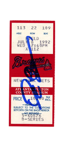 Deion Sanders Signed Atlanta Braves 7/8/1992 vs Mets Ticket BAS 37260