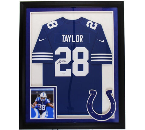 Jonathan Taylor Signed Indianapolis Colts LED Framed Nike Game Blue NFL Jersey